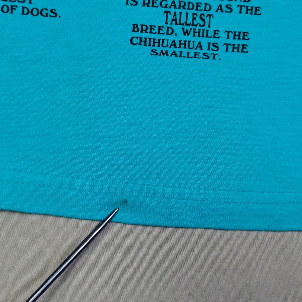 VINTAGE Anvil Dog Facts Graphic T-Shirt Youth Large Turquoise Blue Cotton - Picture 4 of 12